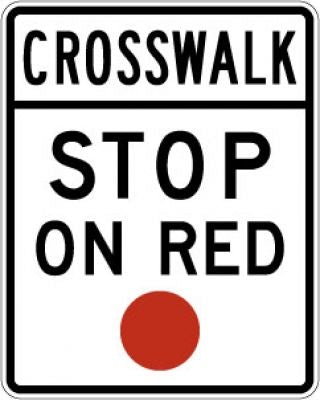 R10-23 Crosswalk --- Stop On Red (Red Circle)
