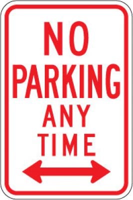 R7-1D No Parking Any Time (Double Arrow)