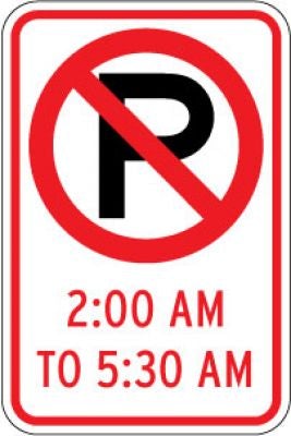 R7-2 (No Parking Symbol) (Time) - Customizable