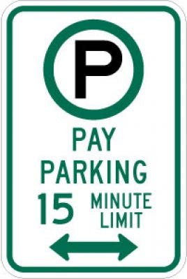 R7-21aD (Symbol) Pay Parking 15 Minute Limit (Double Arrow)