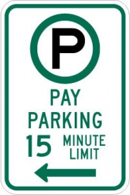 R7-21aL (Symbol) Pay Parking 15 Minute Limit (Left Arrow)