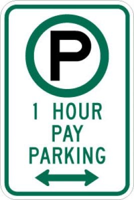 R7-21D (Symbol) 1 Hour Pay Parking (Double Arrow)