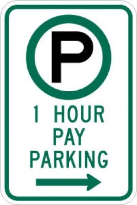 R7-21R (Symbol) 1 Hour Pay Parking (Right Arrow)