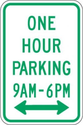 R7-5D One Hour Parking (Time) (Double Arrow)- Customizable