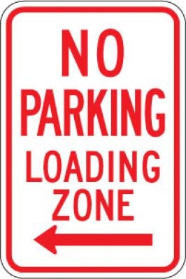 R7-6L No Parking Loading Zone (Left Arrow)