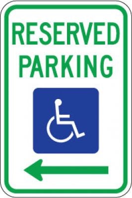 R7-8L Reserved Parking (Handicapped Symbol) (Left Arrow)